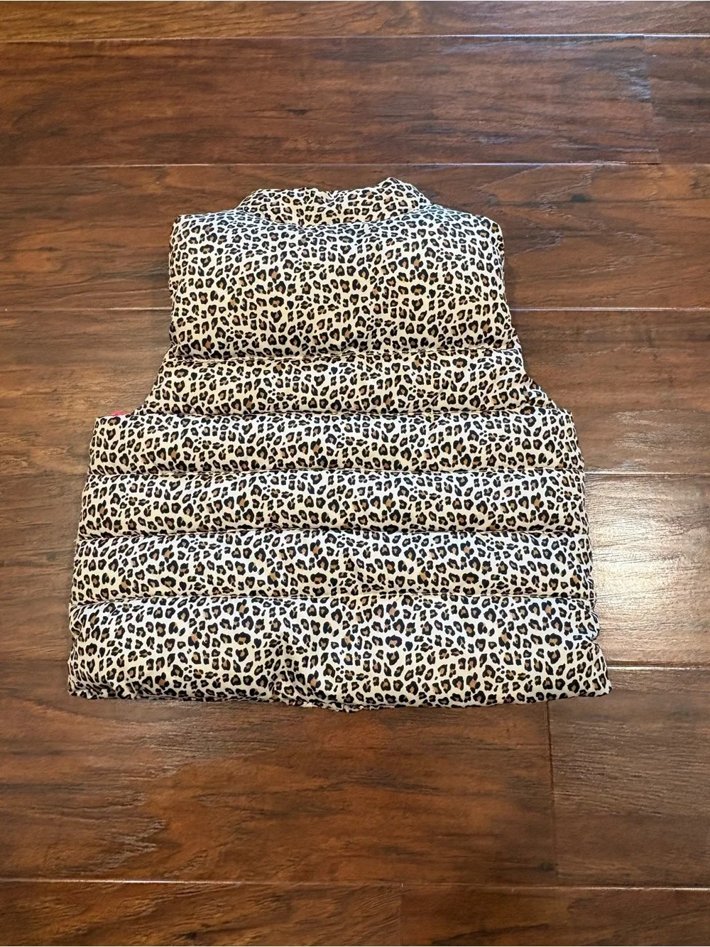 GAP Kids Leopard Print Puffer Vest with Hot Pink Details 12-18 Months